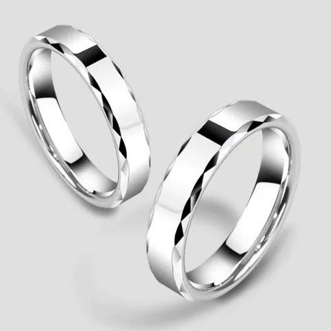 Faceted Tungsten Steel Ring For Men Women Couple Band Geometric Diamond Cut Mirror Polish Wedding Engagement Jewelry