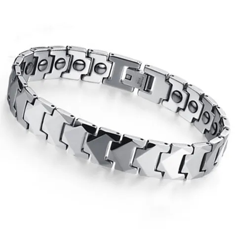 Heren Wolfraamstaal Magneetarmband Geometrisch Pijlontwerp Gepolijst Metalen Schakelarmband Voor Heren Sieraden Cadeau