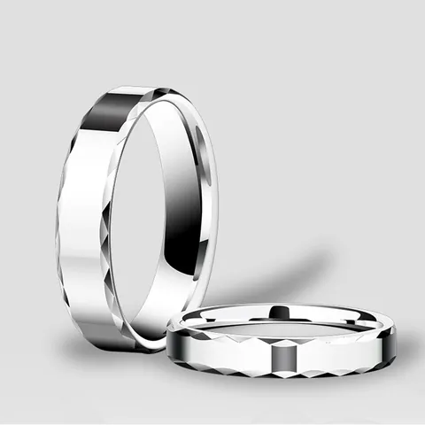 Faceted Tungsten Steel Ring For Men Women Couple Band Geometric Diamond Cut Mirror Polish Wedding Engagement Jewelry