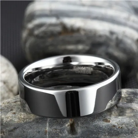 Modern Minimalist Tungsten Carbide Ring For Men Mirror Polish Wide Band Smooth Finger Ring Jewelry Gift
