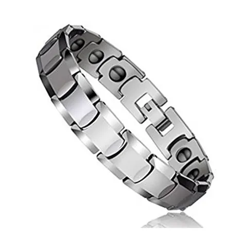 Wolfraamstaal Magnetische Therapie Armband Voor Heren Dames Zilver Gepolijst Geometrische Schakkelketting Gezondheid Sieraden Mode Polsband