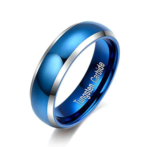 Modern Tungsten Carbide Ring For Men Women Blue Plated Silver Edge Polished Comfort Fit Wedding Band Fashion Jewelry Gift