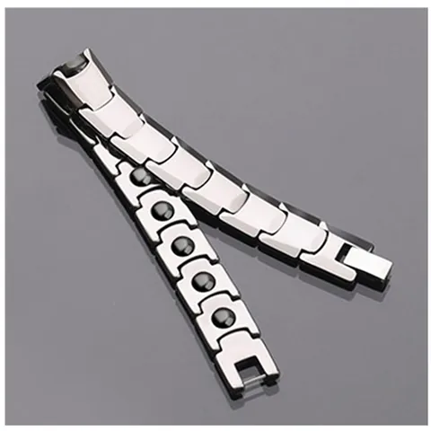 Wolfraamstaal Magnetische Therapie Armband Voor Heren Dames Zilver Gepolijst Geometrische Schakkelketting Gezondheid Sieraden Mode Polsband