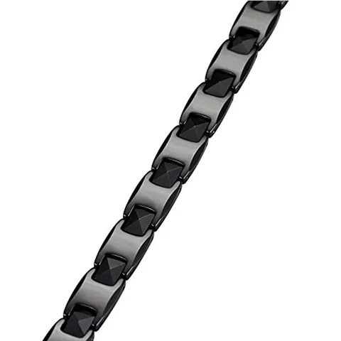 Heren Zwart Wolfraamstaal Magneettherapie Armband Minimalistisch H-Link Ketting Gepolijst Gezondheid Sieraden Voor Mannen Cadeau