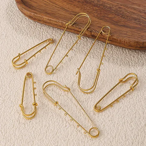 Vintage Vergoldeter Edelstahl Sicherheitsnadel Brosche Multi Anhänger Herz Kreuz Tier Frucht Mode Schmuck Für Damen