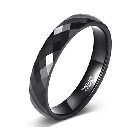 Facettierter Wolframkarbid Ring Für Damen Herren 4mm Breite Geometrischer Diamantschliff Einfaches Ehering Verlobungsschmuck Geschenk