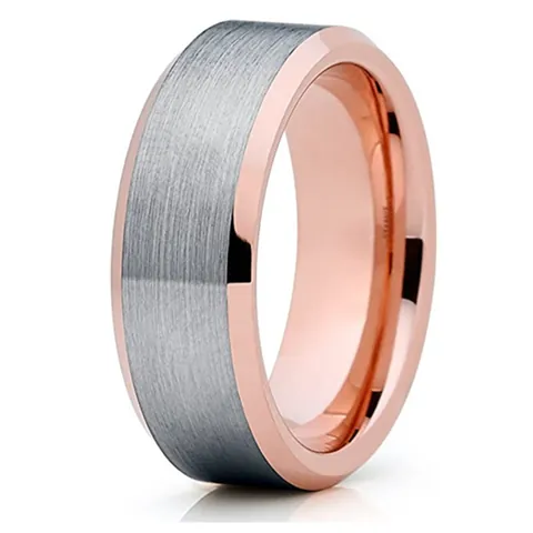 Brushed 857 Tungsten Steel Ring For Men Women Rose Gold Inner High Polished Beveled Edge Wedding Band Finger Jewelry