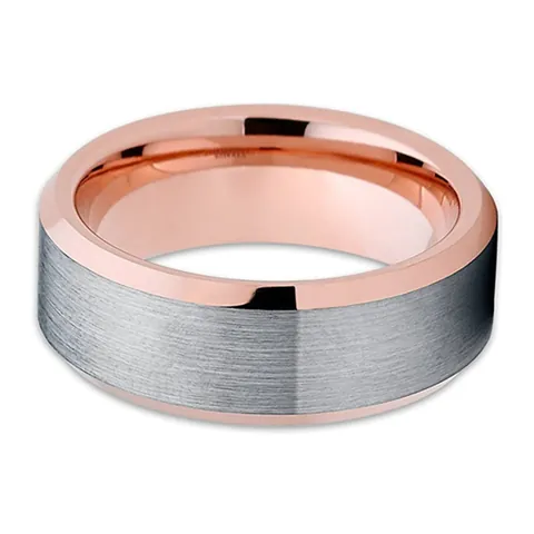 Brushed 857 Tungsten Steel Ring For Men Women Rose Gold Inner High Polished Beveled Edge Wedding Band Finger Jewelry