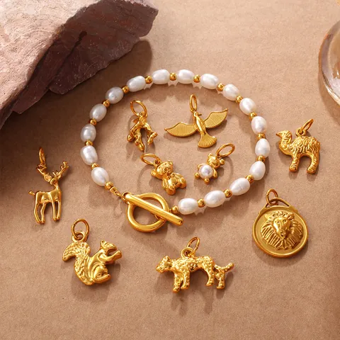 Colgantes de Animales de Acero Inoxidable para Hacer Joyas Bañados en Oro Plata Cabeza de León Serpiente Águila DIY Mujer
