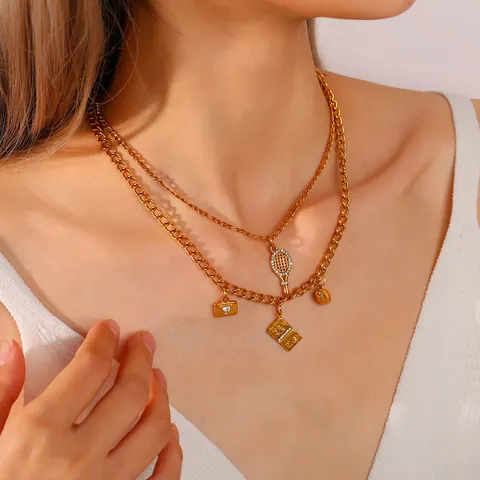 Edelstahl Zirkonia Anhänger Für Schmuckherstellung Tennisschläger Sicherheitsnadel Koffer Charms DIY Anhänger Ohne Kette