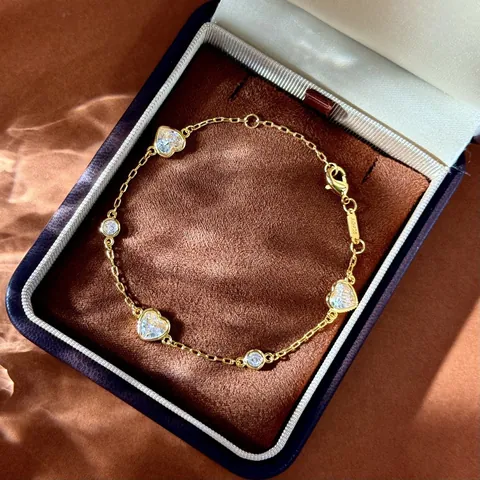 Elegant Hartvormig Zirkonia Armband Goud Zilver Verguld Koper Ingelegde Edelsteen Sieraden Vrouwen Dagelijks Feest Valentijnsdag Cadeau