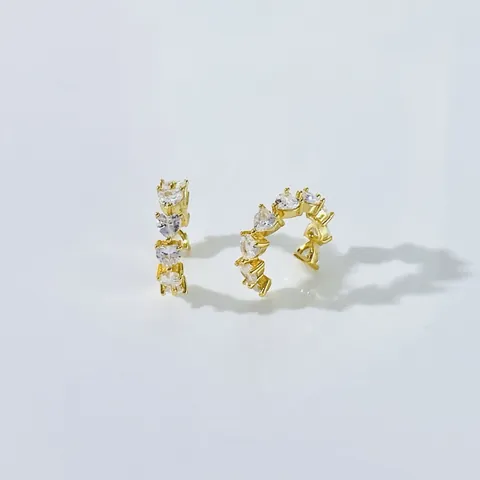 Minimalist Copper Crescent Square Stone Floral C-Shaped Ear Cuffs Gold Rhinestone Geometric Earrings Women Jewelry