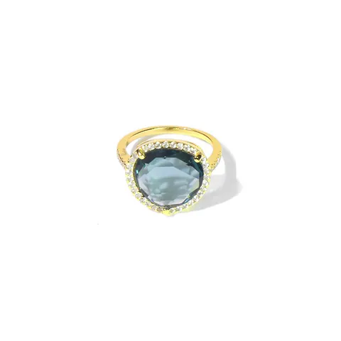 Anello Vintage in Rame Placcato Oro Con Zirconia Cubica a Triangolo Per Donna Lussuoso Anello Statement Con Cristallo Colorato Gioielli