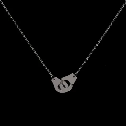 Punk 316L Stainless Steel Handcuffs Pendant Necklace For Women Men Hip Hop Couple Minimalist Jewelry Polished Chain Necklace