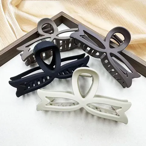 Grande Pinza per Capelli Opaca a Fiocco Cavo Shark Clip Elegante Morsetto per Capelli Antiscivolo per Donna Accessori