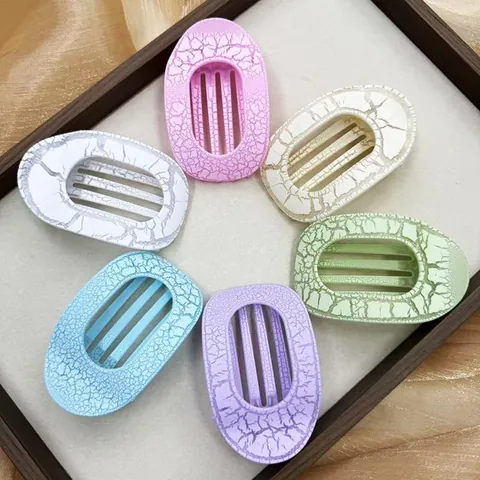 Vintage Crackle Pattern Oval Hair Claw Clip Strong Grip Hollow Flat Hair Clamp Fashion Hair Accessories For Women