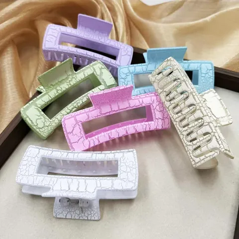 Large Cracked Texture Square Hair Claw Clip Non Slip Marble Pattern Rectangular Geometric Hair Accessory For Women Girls