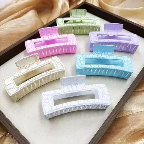 Large Cracked Texture Square Hair Claw Clip Non Slip Marble Pattern Rectangular Geometric Hair Accessory For Women Girls