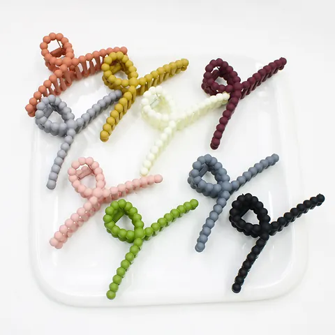 Pinces à Cheveux Mat de Mode Grandes pour Femmes Couleurs Bonbon Perles Bulles Pinces à Cheveux Croisées Accessoires Cheveux