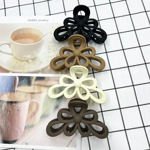 Molletta Per Capelli Fiore Cavo Opaco Vintage Semplice Grande Clip Per Capelli Per Donne Accessori Per Lo Styling Dei Capelli Eleganti Stile Coreano