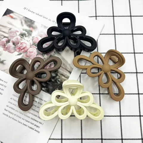 Molletta Per Capelli Fiore Cavo Opaco Vintage Semplice Grande Clip Per Capelli Per Donne Accessori Per Lo Styling Dei Capelli Eleganti Stile Coreano