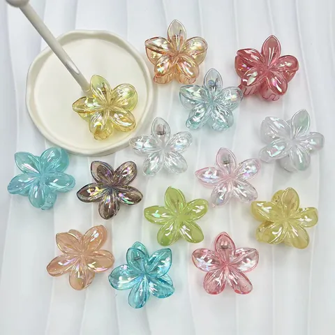 Irisierende Frangipani Blumen Haarklammer Für Damen Elegante Kunststoff Harz Haarklemme Florales Haar-Accessoire Für Strandurlaub
