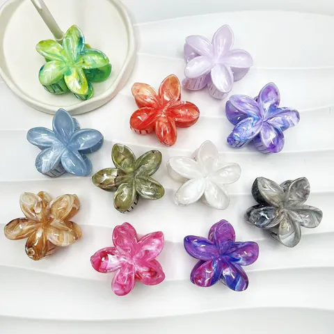 Pinza a Granchio per Capelli Frangipani con Motivo Marmo Spiaggia Estiva Fermaglio a Fiore in Acetato Accessori Capelli Donna