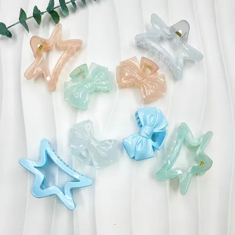 Grandes Pinces à Cheveux en Résine Style Coréen Pour Femmes Nœud Papillon Étoile Pinces Crabe Accessoires Cheveux Antidérapants