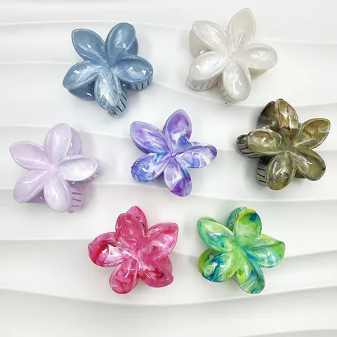 Pinza a Granchio per Capelli Frangipani con Motivo Marmo Spiaggia Estiva Fermaglio a Fiore in Acetato Accessori Capelli Donna