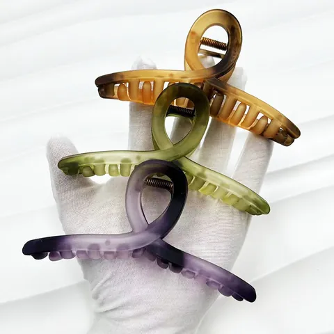 Große Matte Haarklammer Für Damen Farbverlauf Harz Haarklemme Minimalistischer Verdrehter Bandstil Haarschmuck Zubehör