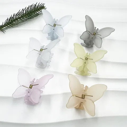 Élégante Pince à Cheveux Papillon Givré pour Femmes Douce Épingle à Cheveux en Résine Transparente Accessoires de Cheveux