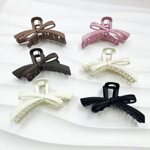Large Bow Hair Claw Clip Women Elegant Matte Glossy Shark Clip Non-Slip Strong Hold Hair Accessory For Thick Hair Gift