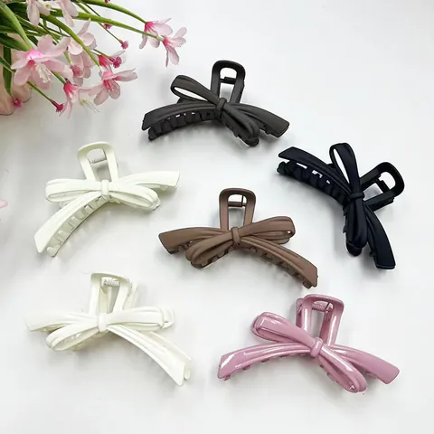 Large Bow Hair Claw Clip Women Elegant Matte Glossy Shark Clip Non-Slip Strong Hold Hair Accessory For Thick Hair Gift