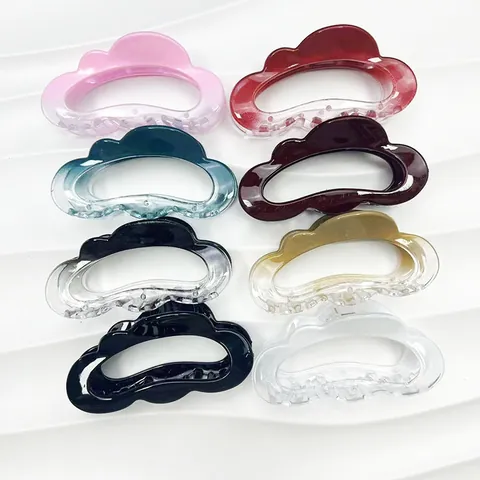 Elegante Pinza para el Pelo con Forma de Nube Degradado Color Sólido Accesorios de Resina Grandes para Mujer Estilo Coreano Hueco