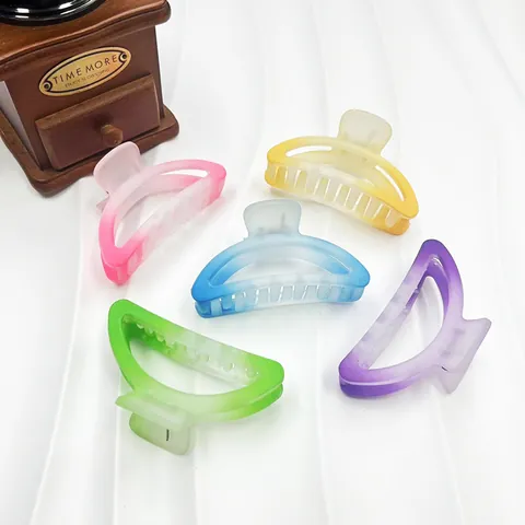 Pinza de Pelo Semicircular Degradada Color Caramelo Para Mujer Pinza de Pelo Mate de Plástico Grande Accesorio de Peluquería