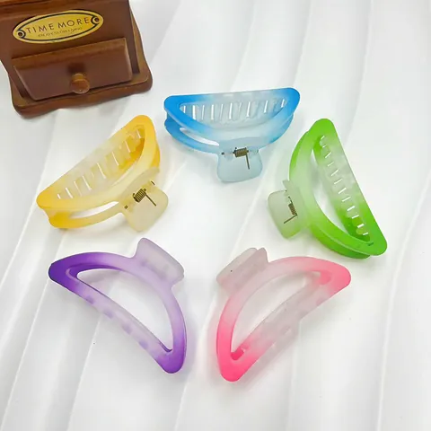 Pinza de Pelo Semicircular Degradada Color Caramelo Para Mujer Pinza de Pelo Mate de Plástico Grande Accesorio de Peluquería