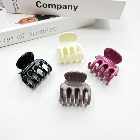Women Small Glossy Plastic Hair Claw Clips Minimalist Solid Color Hair Accessories For Thin Hair Styling Daily Headwear