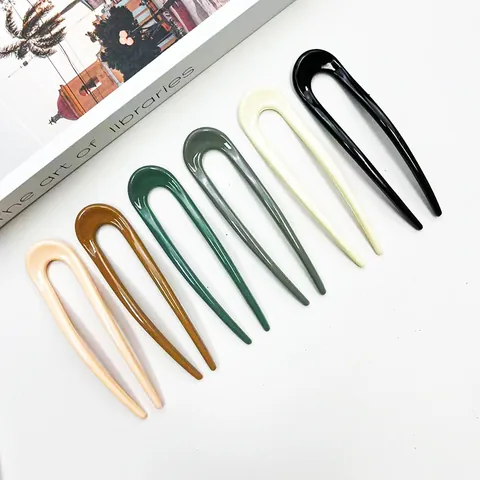 Minimalistische U-förmige Haargabel Elegante Kunststoffharz Haarnadel Für Damen Einfacher Stil Hochsteckfrisur Haarzubehör Haarklammern Elegant