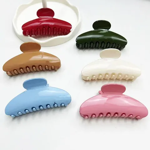 French Style Large Semicircle Hair Claw Clip Solid Color Minimalist Glossy Plastic Hair Accessory For Women Thick Hair
