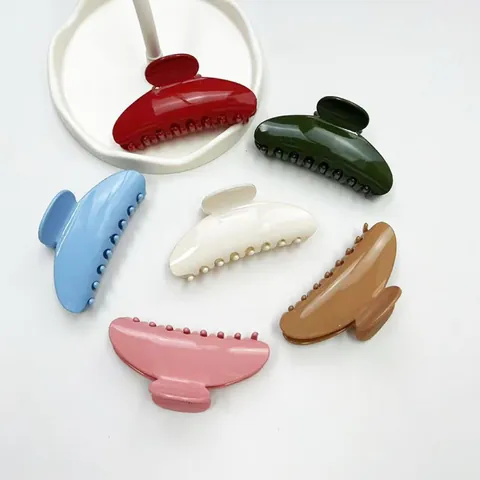 French Style Large Semicircle Hair Claw Clip Solid Color Minimalist Glossy Plastic Hair Accessory For Women Thick Hair