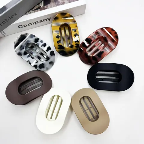 Elegante Fermaglio per Capelli Ovale Vuoto Plastica Opaca Stampa Leopardata Clip a Squalo Forcine Grandi per Donna Accessori