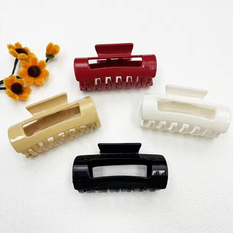 Minimalistische Weiche Silikon Große Haarklammer Für Damen Luxus Matt Hohl Rechteckige Haarkrebs Elegant Haarschmuck