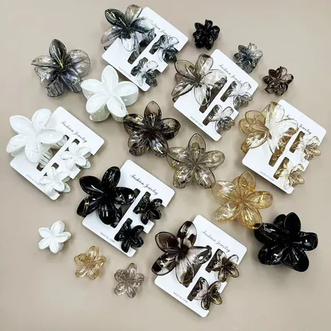Eleganti Mollette per Capelli a Forma di Fiore di Plumeria per Donna Resina Bauhinia Shark Clips Accessori per Capelli