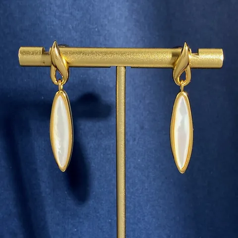 Pendientes de Botón o Collar con Colgante Vintage de Latón Chapado en Oro Marquesa Malaquita Ágata Concha Joyería Mujer