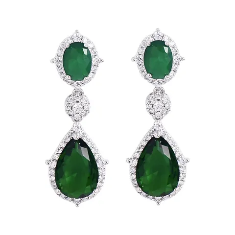 Luxus Messing Zirkonia Wassertropfen Ohrhänger Für Damen Vintage Oval Birne Schnitt Kristall Ohrringe Hochzeit Party Schmuck