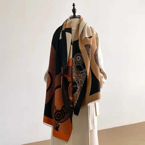 Bufanda de Imitación de Cachemira con Estampado Geométrico Paisley Vintage Chal Grande con Borlas Bufanda de Invierno Cálida para Mujer Manta de Oficina