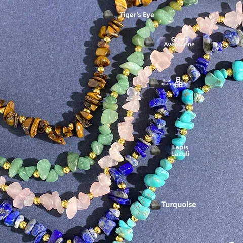 Collar de Cuentas de Piedra Natural Irregular Grava Estilo Bohemio para Mujer Collar de Cadena de Cobre Turquesa Geométrico Vintage Joyería