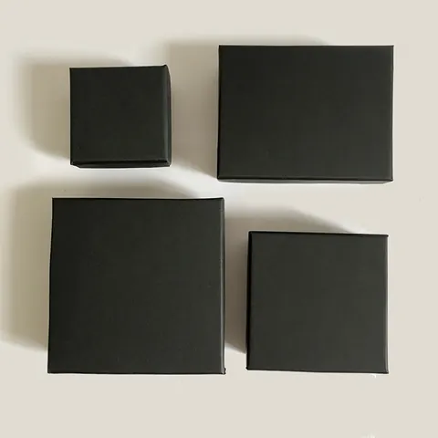 Minimalistisches Marmormuster Und Mattschwarzes Schmuckkästchen Aus Karton Für Ringe Ohrringe Armband Aufbewahrung Geschenkverpackung Quadratische Box