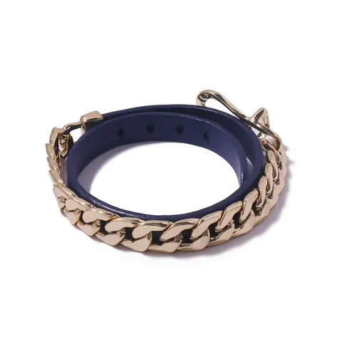 Fashion Wrap Bracelet Gold Plated Alloy Cuban Chain PU Leather Adjustable Double Layer Handband For Women Jewelry Gift