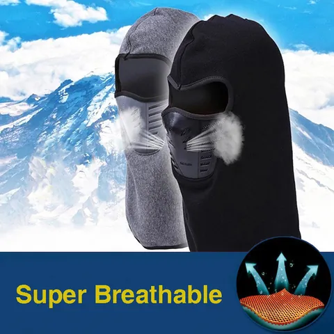 Pasamontañas Térmico de Invierno de Forro Polar Máscara Facial Completa a Prueba de Viento Con Válvula de Aire Respirable
